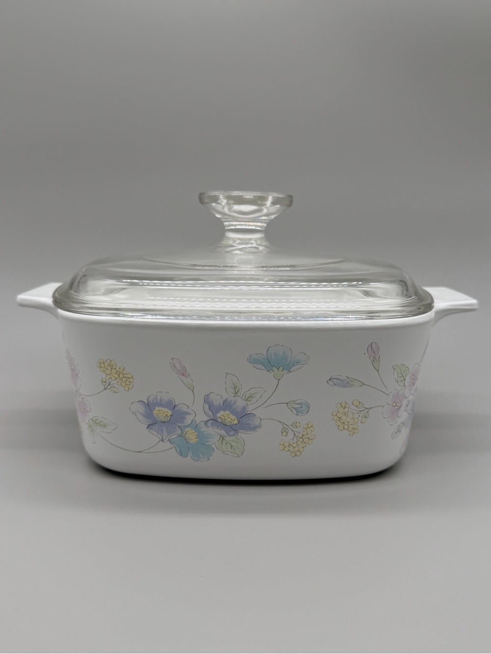 Vintage Corning Ware Pastel Bouquet 1.5L Casserole Dish A-1 1/2-B with Pyrex Lid